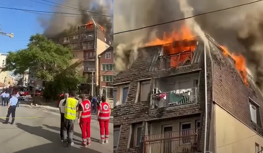 Tre persona pranuan trajtim mjekësor pas zjarrit që kaploi një ndërtesë në Prishtinë
